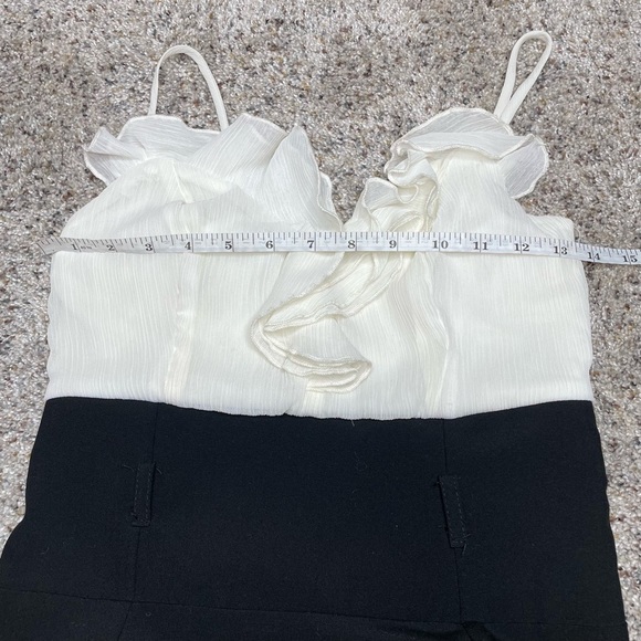 Aqua Black White Spaghetti Strap Ruffle Top Mini Dress Small NWT - Picture 8 of 10